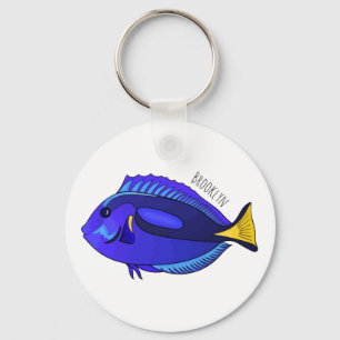 Blue tang fish cartoon illustration key ring