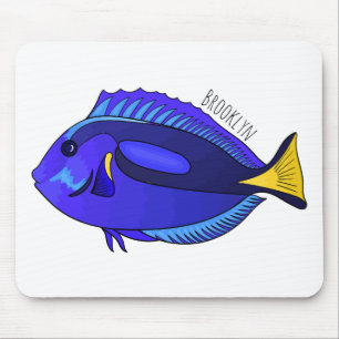 Blue tang fish cartoon illustration mouse pad