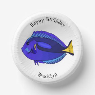 Blue tang fish cartoon illustration paper plate