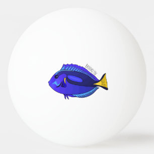 Blue tang fish cartoon illustration ping pong ball