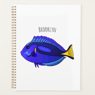 Blue tang fish cartoon illustration  planner