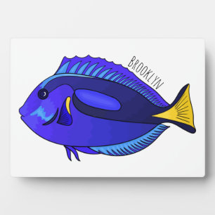 Blue tang fish cartoon illustration plaque