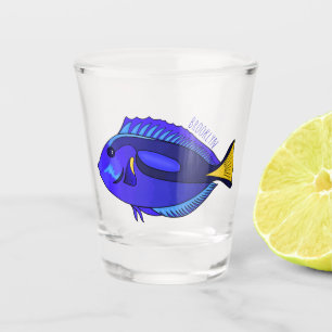 Blue tang fish cartoon illustration shot glass