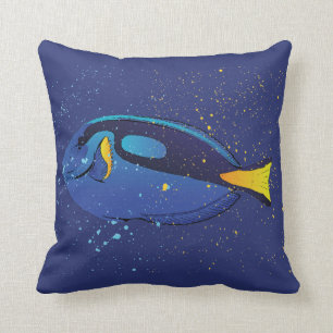 Blue Tang Tropcal Aquarium Fish Art Cushion
