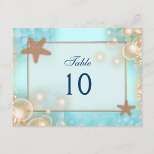 Blue tangerine wedding TABLE NUMBER Postcard