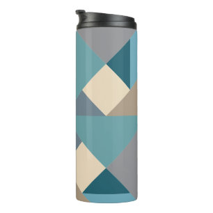 Blue Tangram Pattern Thermal Tumbler
