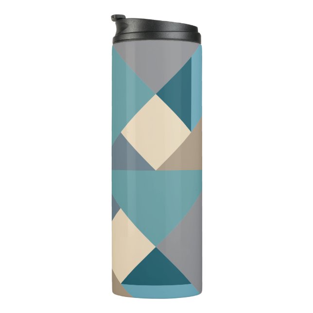Blue Tangram Pattern Thermal Tumbler (Rotated Right)