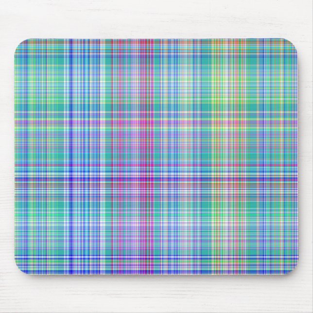 blue tartan pattern mouse pad (Front)
