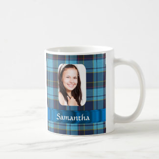 Blue tartan photo template coffee mug