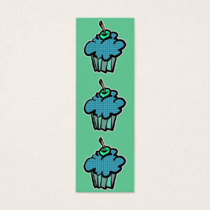 blue tartan plaid cupcake bookmark
