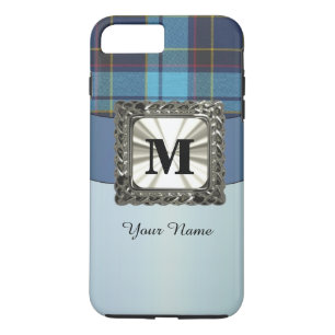 Blue tartan plaid monogram personalised iPhone 8 plus/7 plus case