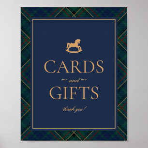 Blue Tartan Plaid Rocking Horse Cards & Gifts Poster