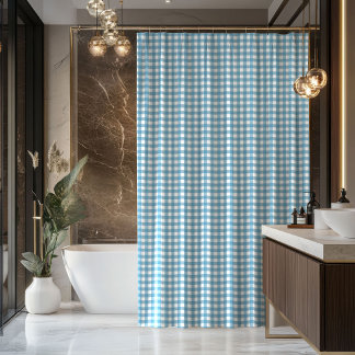 Blue Tartan Shower Curtain Rustic Gift for Men