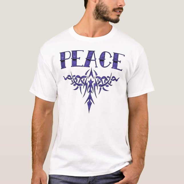 Blue Tattoo Peace Art T-Shirt (Front)