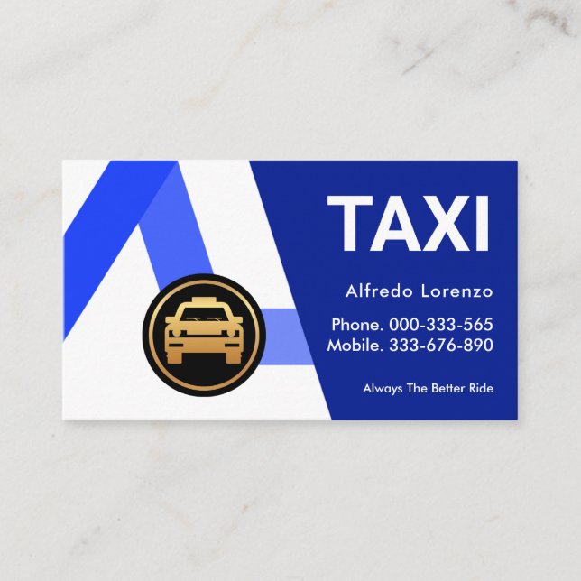 Blue Taxi Routes Ride Share Business Card (Front)