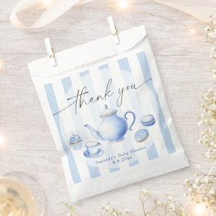 Blue Tea Party Baby Shower Thank you Favour Bag
