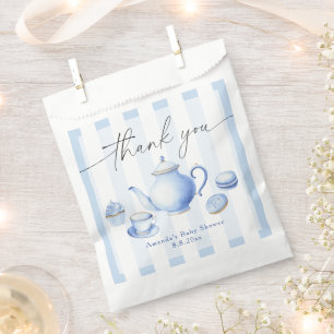 Blue Tea Party Baby Shower Thank you Favour Bag