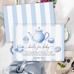 Blue Tea party Brewing Books for baby Enclosure Card