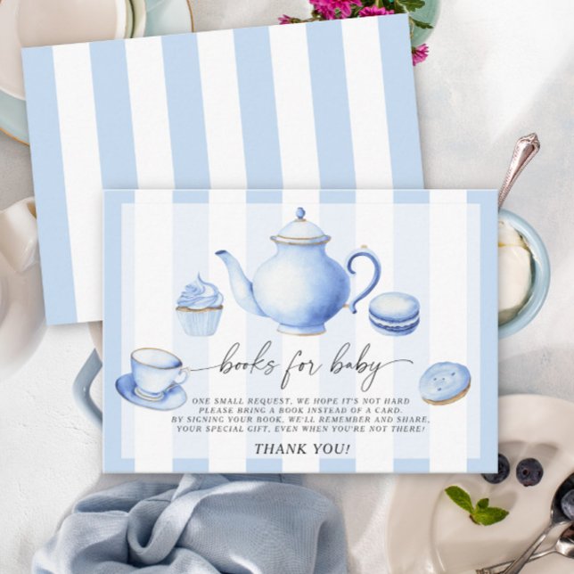 Blue Tea party Brewing Books for baby Enclosure Card (Creator Uploaded)