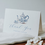 Blue Tea Party Thank You  Note Card<br><div class="desc">Personalise with your information or click "Click to customise further" to edit font styles,  size and colours.</div>