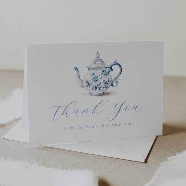 Blue Tea Party Thank You  Note Card (Creator Uploaded)