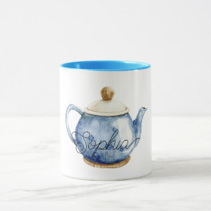 Blue Tea Pot Birthday Mug