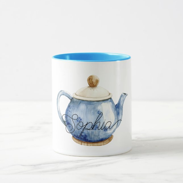 Blue Tea Pot Birthday Mug (Center)