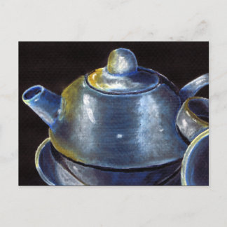 Blue Tea Set Postcard (Lori Corbett)
