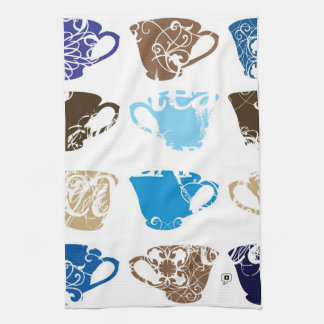 blue teacups tea towel