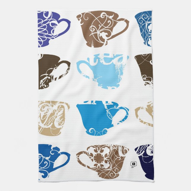 blue teacups tea towel (Vertical)