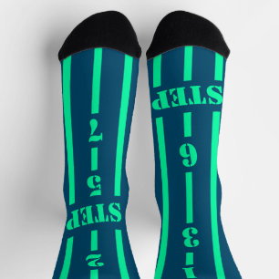 Blue teal 123 step bachata instructor socks