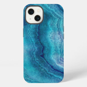 Blue Teal Agate Texture iPhone 13 Case
