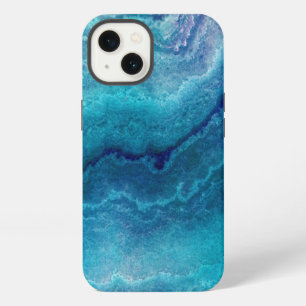 Blue Teal Agate Texture iPhone 13 Case