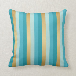 Blue, Teal and Gold Stripes Cushion