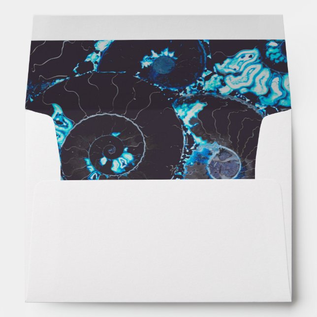 Blue teal black Nautilus shell pattern   Envelope (Back (Bottom))