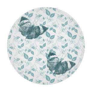 Blue Teal Butterflies Cutting Board
