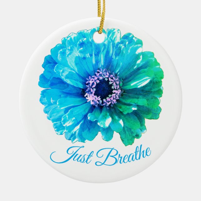 Blue Teal Daisy | retro blue floral  Ceramic Ornament (Front)