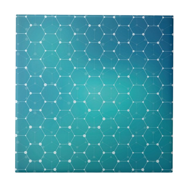Blue Teal DNA Pattern Ceramic Tile (Front)