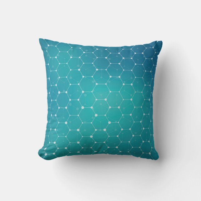 Blue Teal DNA Pattern Cushion (Front)