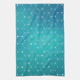 Blue Teal DNA Pattern Tea Towel
