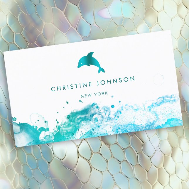 blue teal dolphin logo business card (Creator Uploaded)