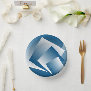Blue Teal geometry Paper Plate