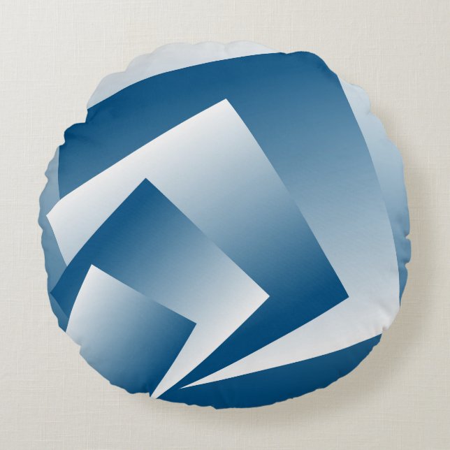 Blue Teal geometry Round Cushion (Front)