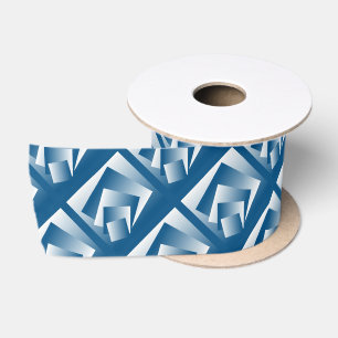 Blue Teal geometry Satin Ribbon