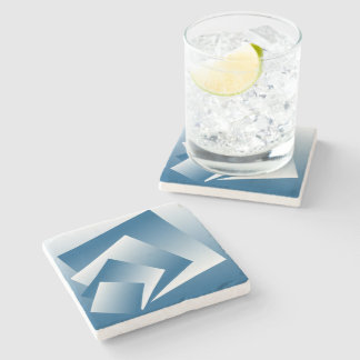 Blue Teal geometry Stone Coaster