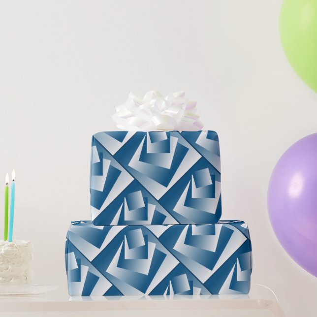 Blue Teal geometry Wrapping Paper (Party Gifts)