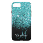 Blue, Teal, Glitter, Name and Monogram, Girly