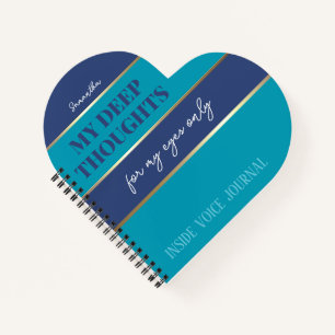 Blue Teal Gold Modern Trendy Notebook Journal