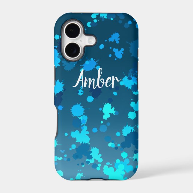 Blue Teal Gradient Paint Splash Personalised (Back)