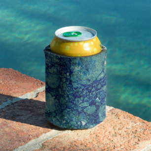 Blue Teal Green Marble Texture Can Cooler